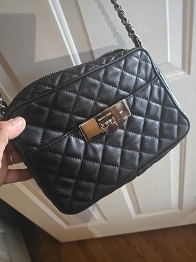 Michael Kors Black Quilted Leather Crossbody Bag